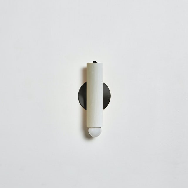 gallery image for Lodge Sconce_Painted_Off_Straight_Bone White-Blackened Steel